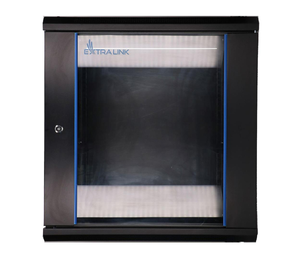 Extralink Szafka wisząca rack 12U 600x600 czarna szklane drzwi EX.7256 - 489403 - zdjęcie